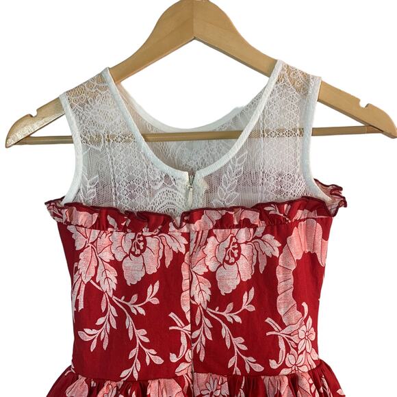 Five Loaves Two Fish Sz 10 Girls Floral Lace Dress Red Sleeveless Holiday - Picture 3 of 8